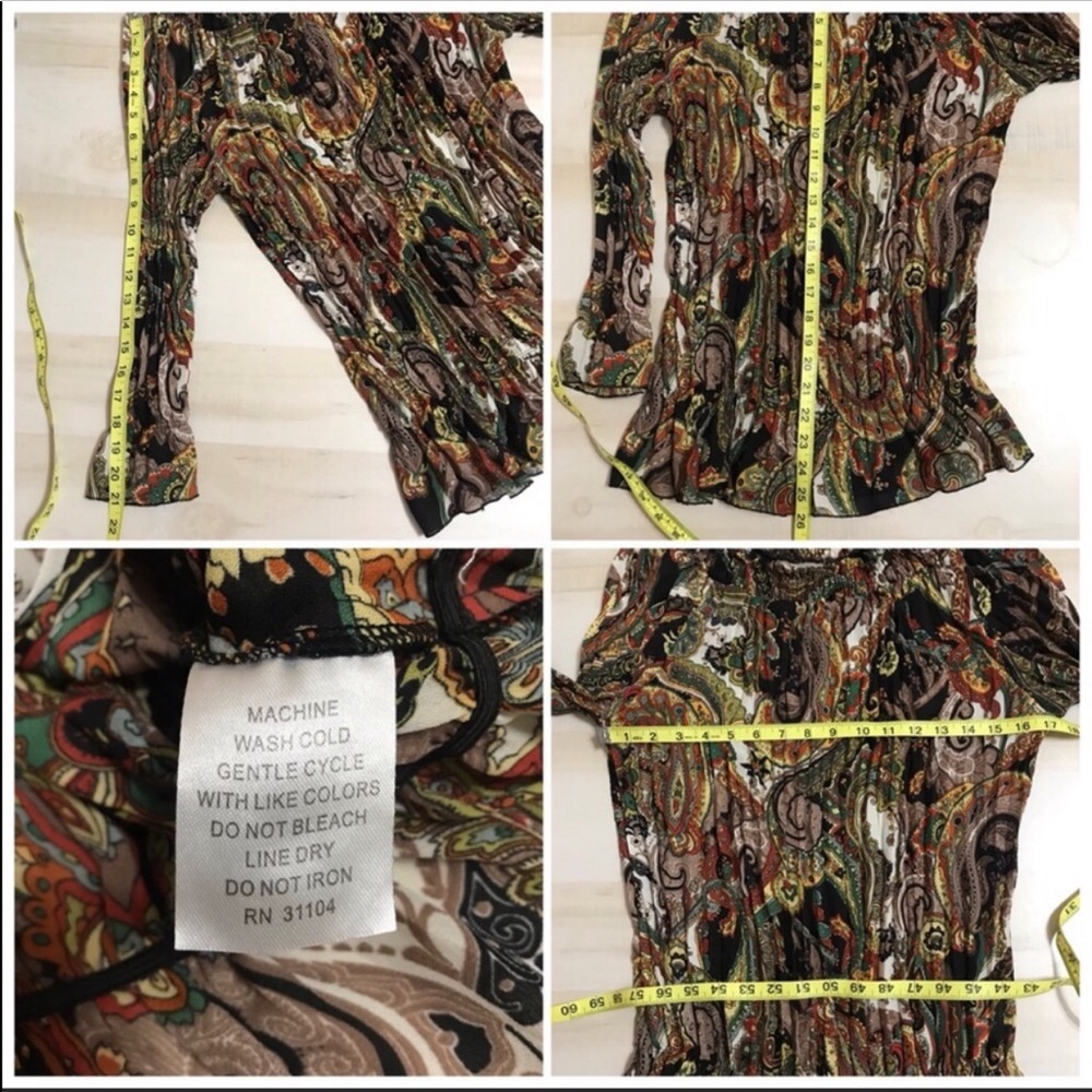♥️SOLD♥️ Kim Rogers Long Sleeve Pleated Paisley - Picture 5 of 8